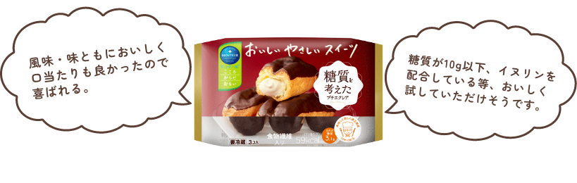 風味・味ともにおいしく口当たりも良かったので喜ばれる。糖質が10g以下、イヌリンを配合している等、おいしく試していただけそうです。